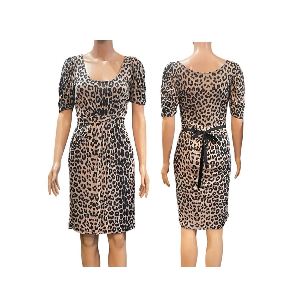 Zara Basics Leopard Print Short Sleeves Dress Siz… - image 1